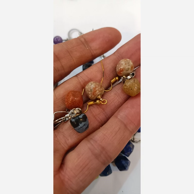 گوشواره  انواع سنگ اصلی با قلاب استیل ضد حساسیت